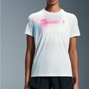 On Running Women's White and Pink Short Sleeve Tee